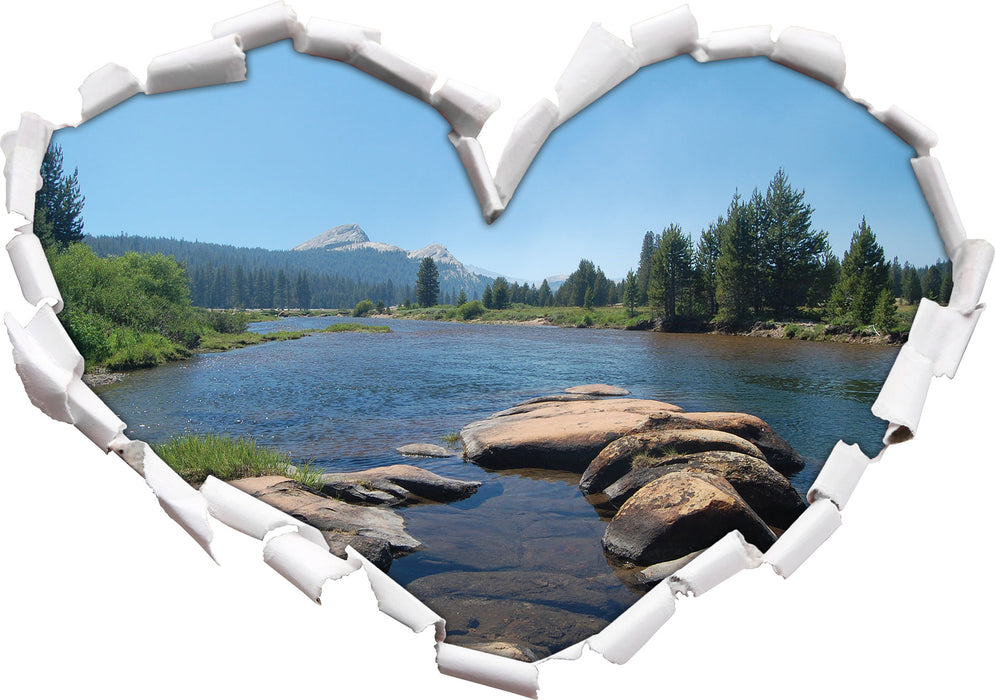 Fluss in Yosemite National Park  3D Wandtattoo Herz