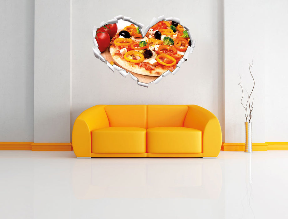 Köstliche Pizza aus Italien 3D Wandtattoo Herz Wand
