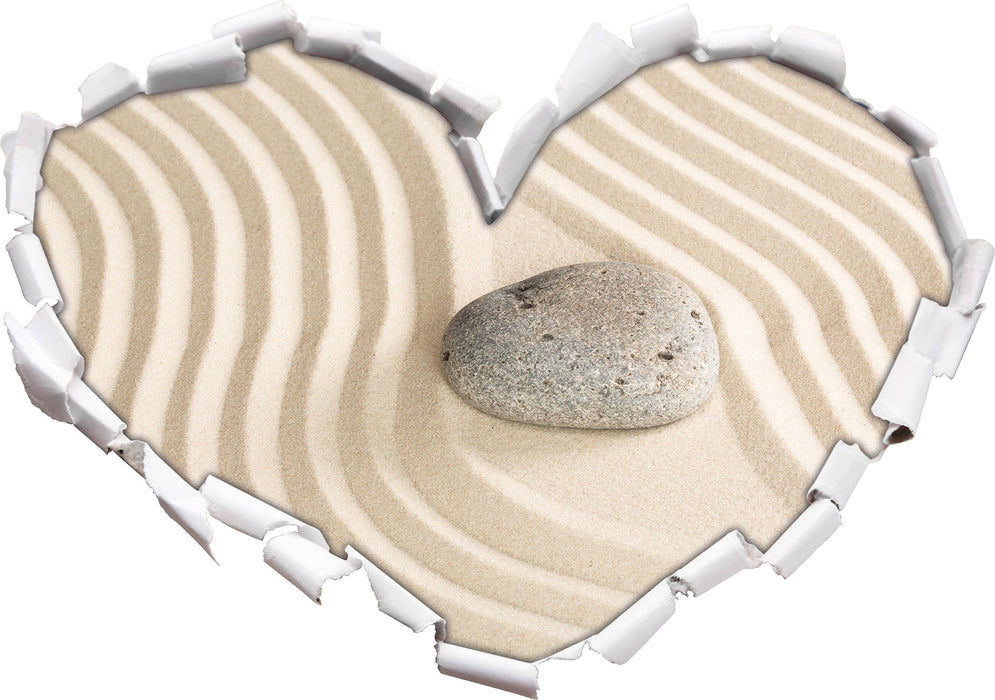 Steine in Sand mit Muster  3D Wandtattoo Herz