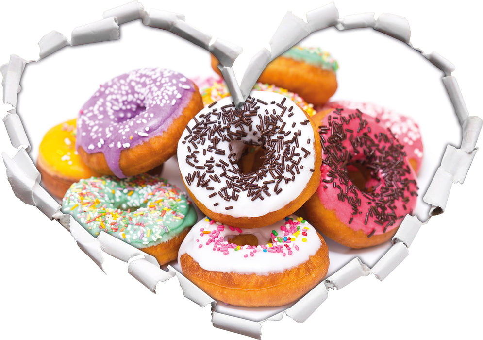 Leckere bunte Donuts  3D Wandtattoo Herz