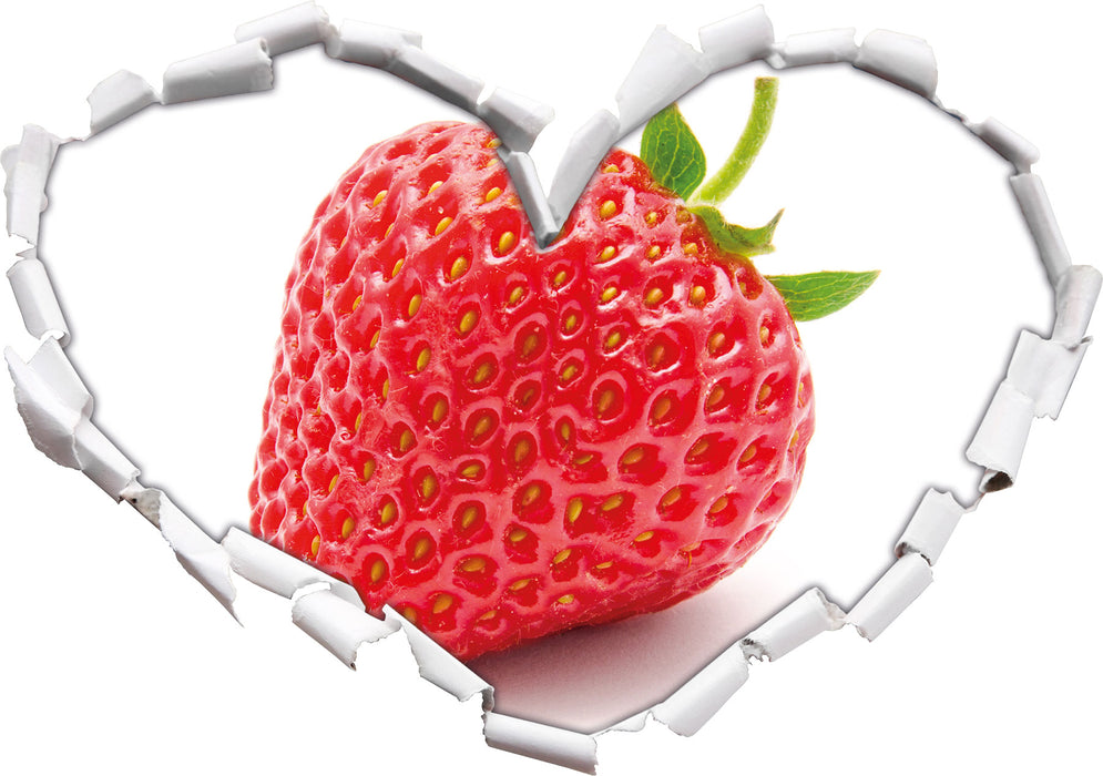 Leckere Erdbeere  3D Wandtattoo Herz