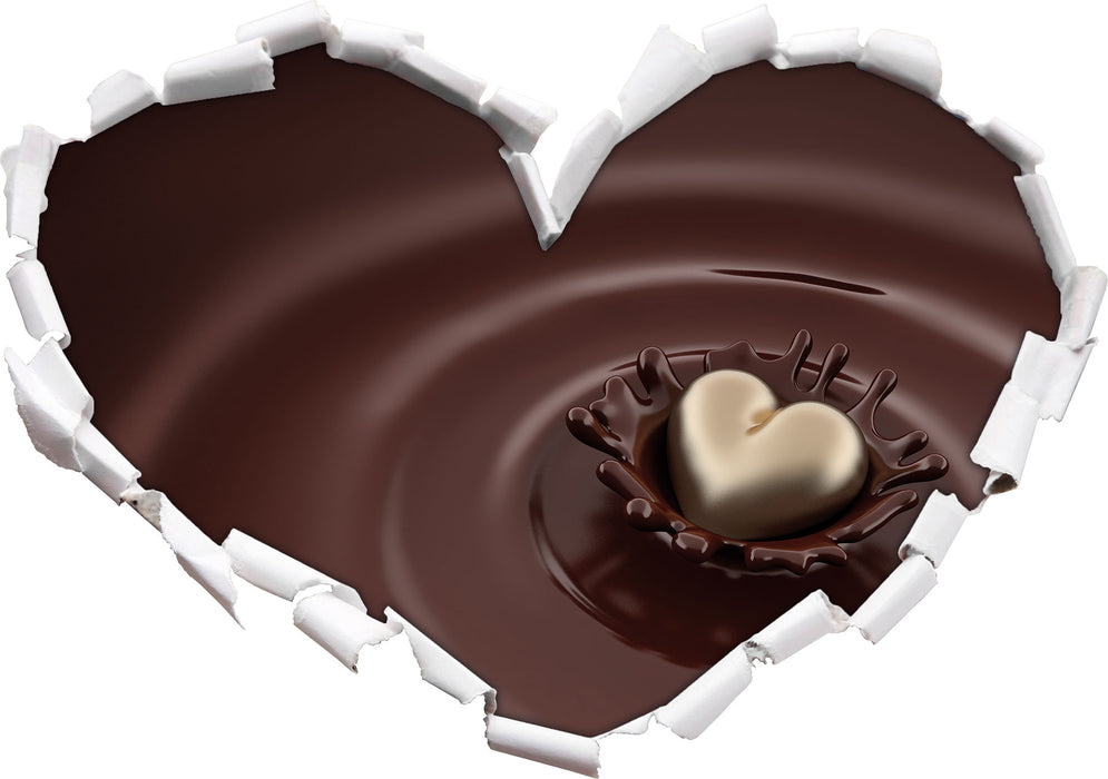 Goldherz fällt in Schokolade  3D Wandtattoo Herz