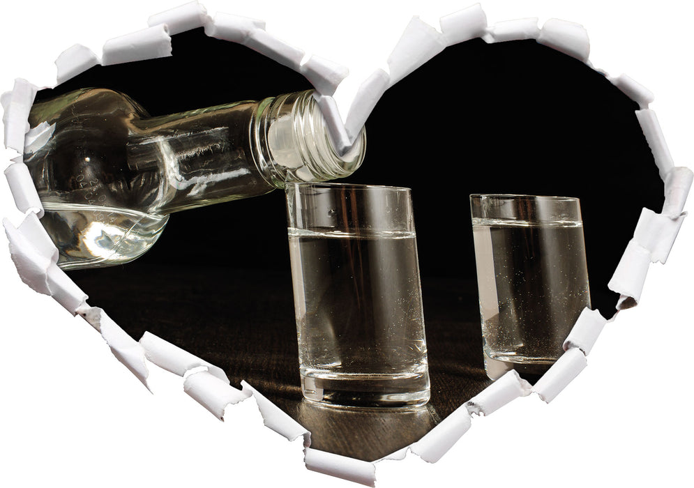 Vodka wird eingeschenkt  3D Wandtattoo Herz
