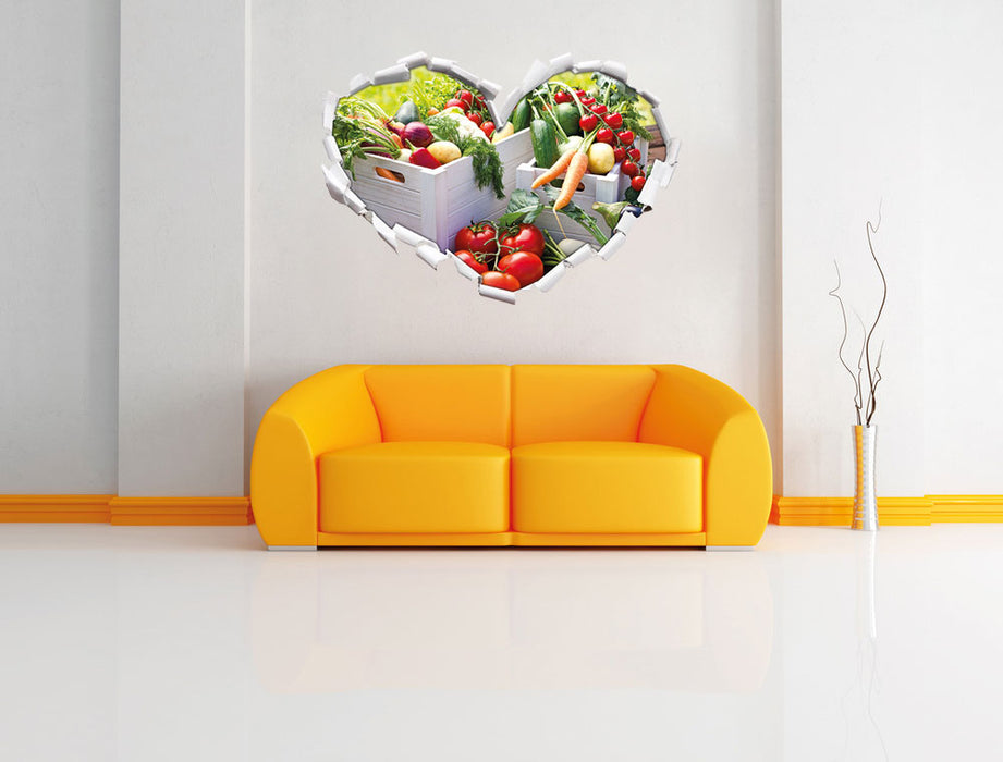 Knackiges frisches Gemüse 3D Wandtattoo Herz Wand