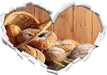 Korb mit leckerem frischen Brot  3D Wandtattoo Herz