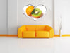Leckere Kiwi mit Orangenschale 3D Wandtattoo Herz Wand