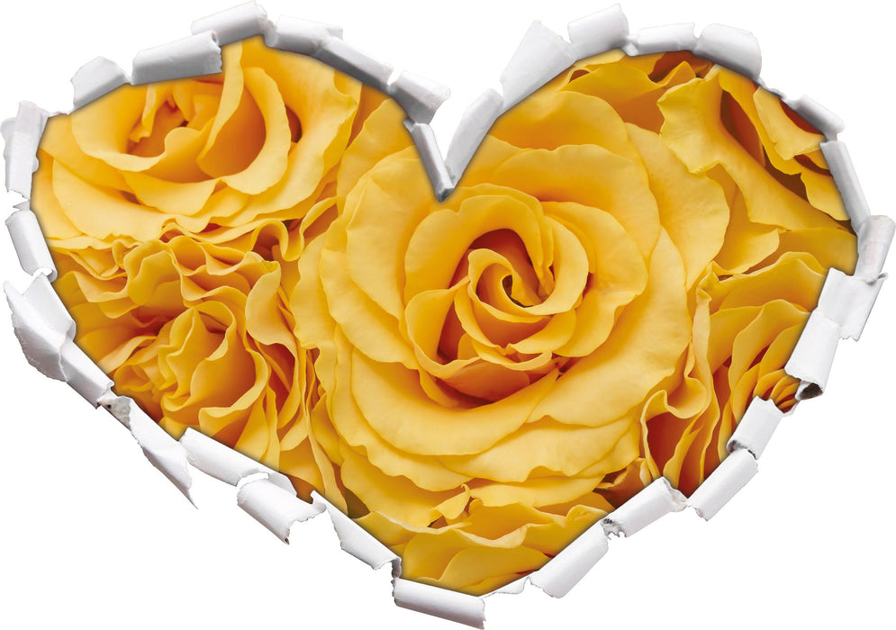 Wunderschöne gelbe Blüten  3D Wandtattoo Herz