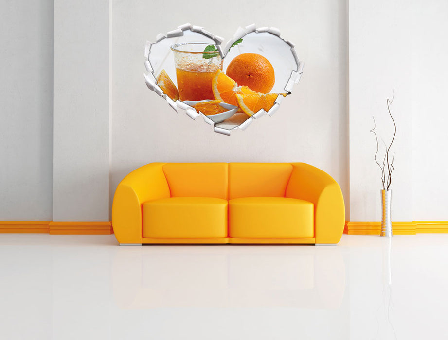 Frische Orangenmarmelade 3D Wandtattoo Herz Wand