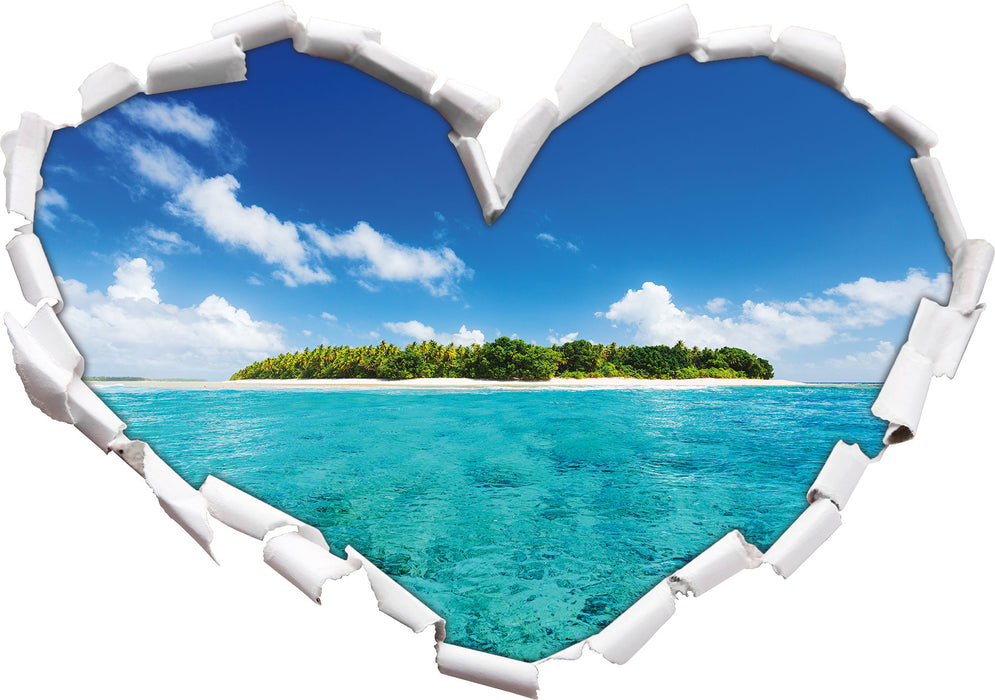 Traumhafte Insel  3D Wandtattoo Herz
