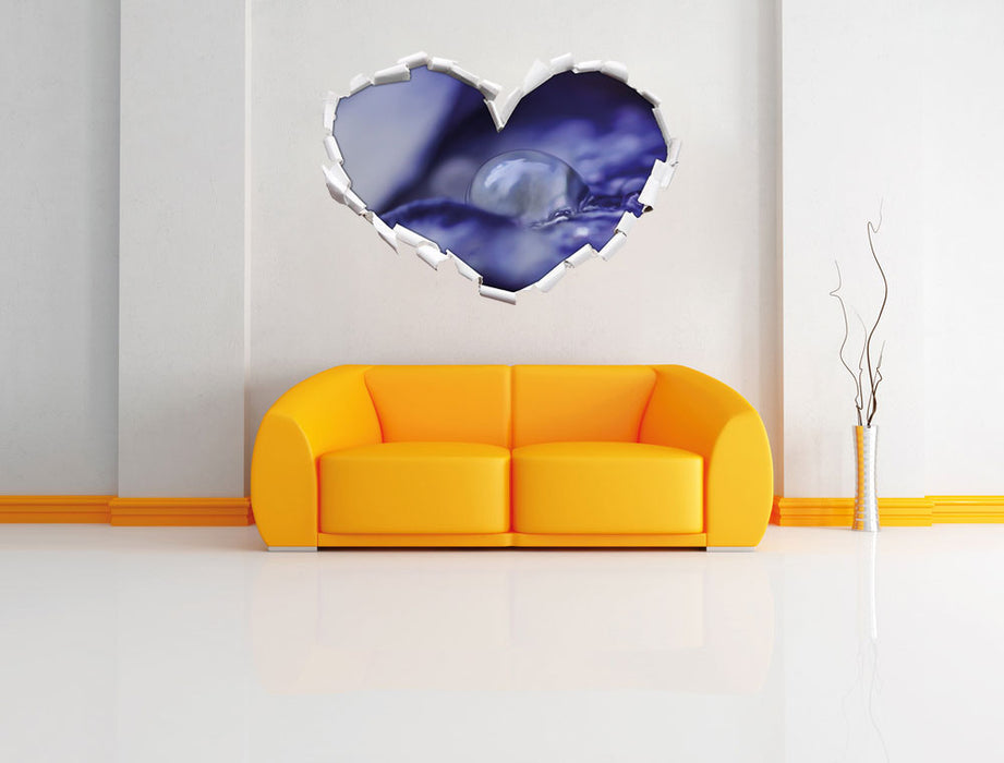 Nahaufnahme lila Wassertropfen 3D Wandtattoo Herz Wand