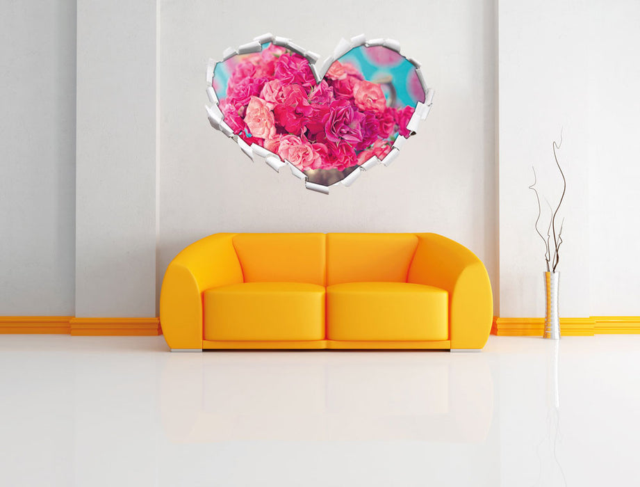 Blumen 3D Wandtattoo Herz Wand