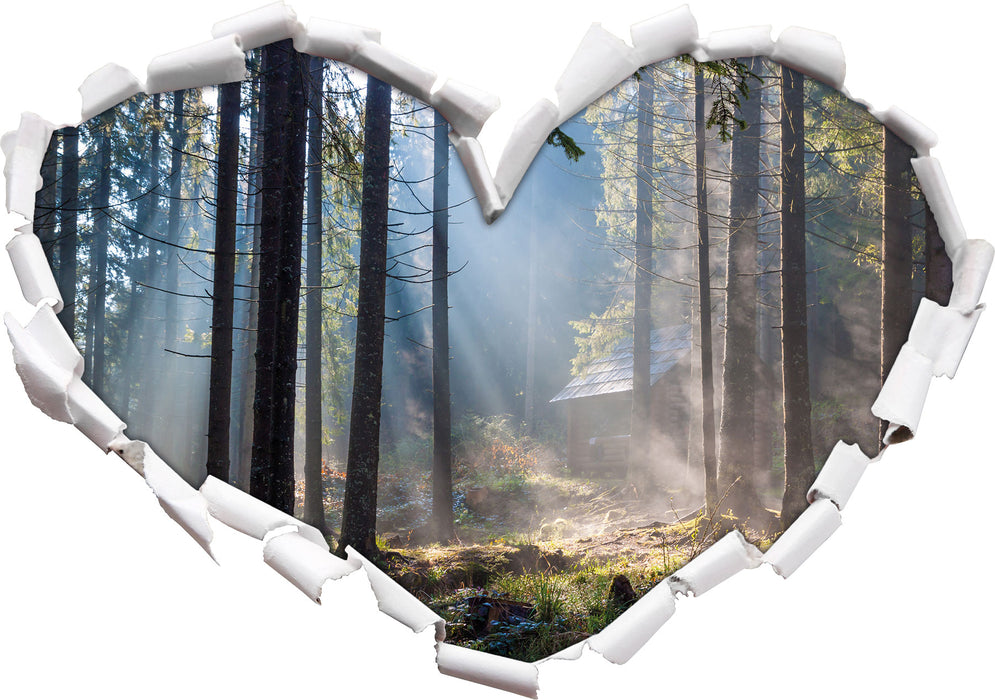 Sonnenstrahlen im Wald  3D Wandtattoo Herz