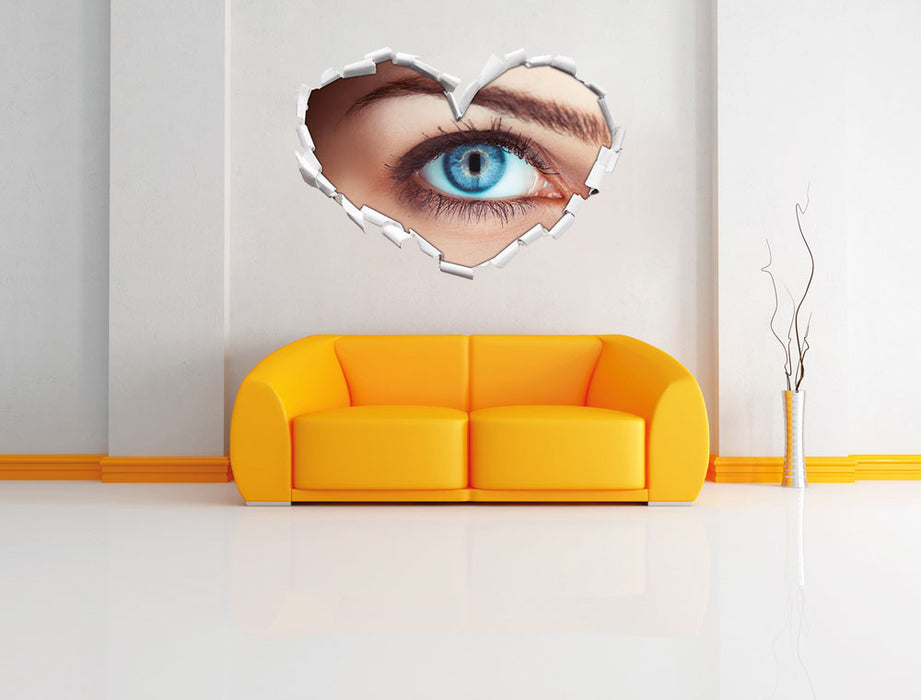 Auge einer Frau 3D Wandtattoo Herz Wand
