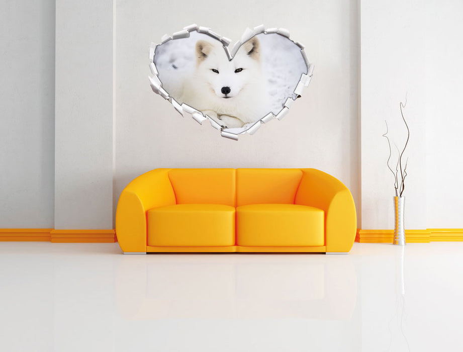 Weißer Fuchs 3D Wandtattoo Herz Wand