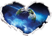 Planet Erde  3D Wandtattoo Herz
