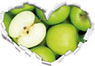 Grüne Äpfel  3D Wandtattoo Herz