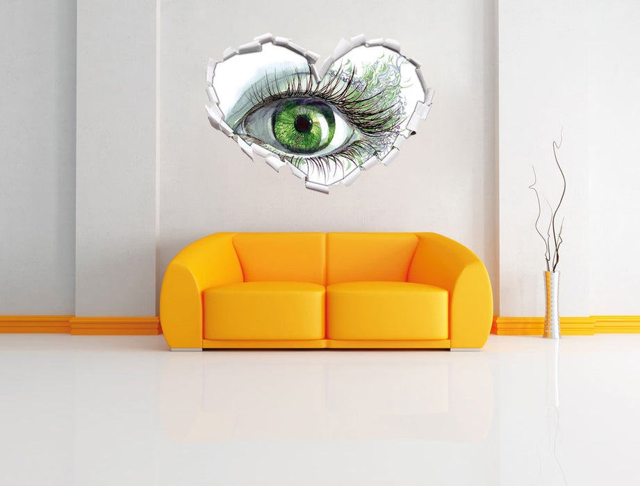 Grünes Auge 3D Wandtattoo Herz Wand