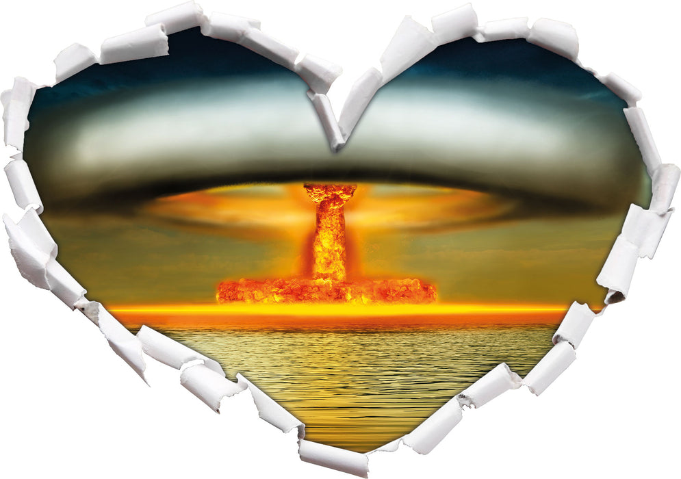 Atombombe Neon  3D Wandtattoo Herz