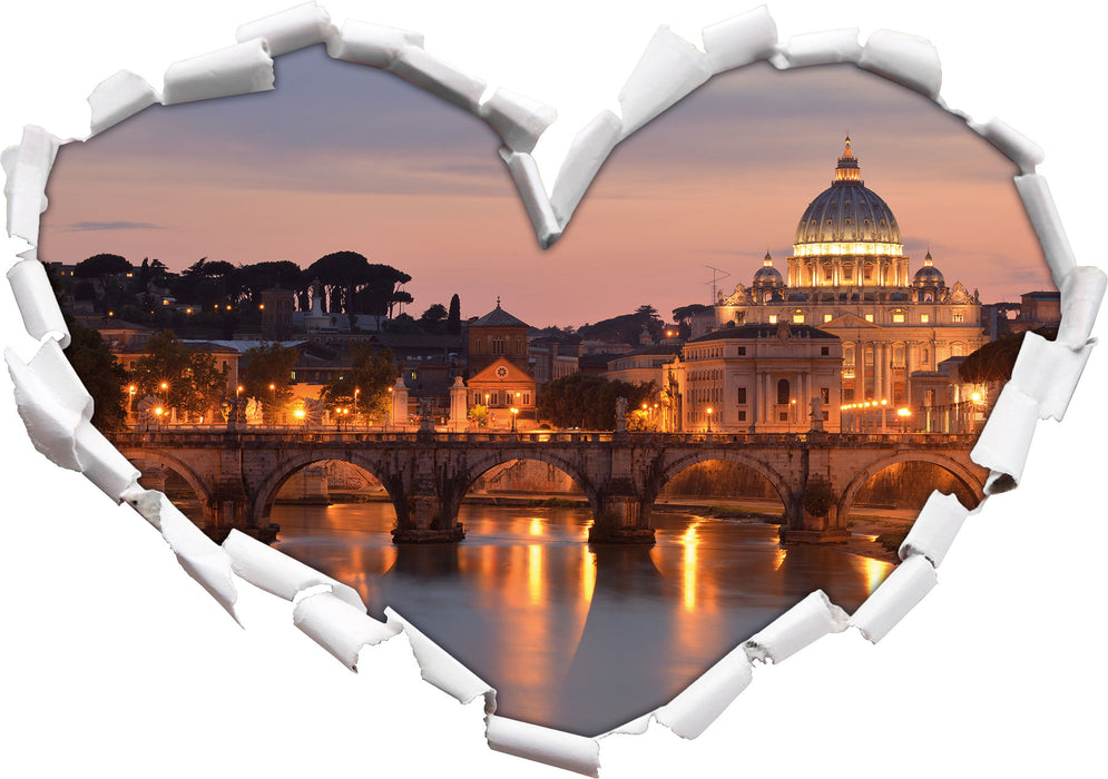 Vatikan Petersplatz  3D Wandtattoo Herz