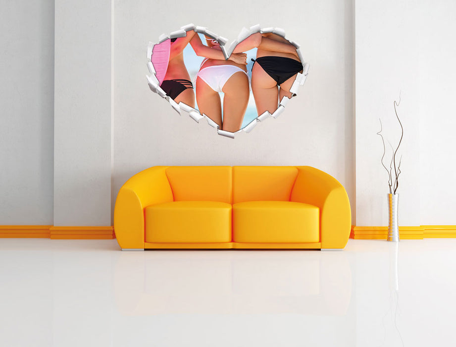 Sexy Girl Bikini 3D Wandtattoo Herz Wand