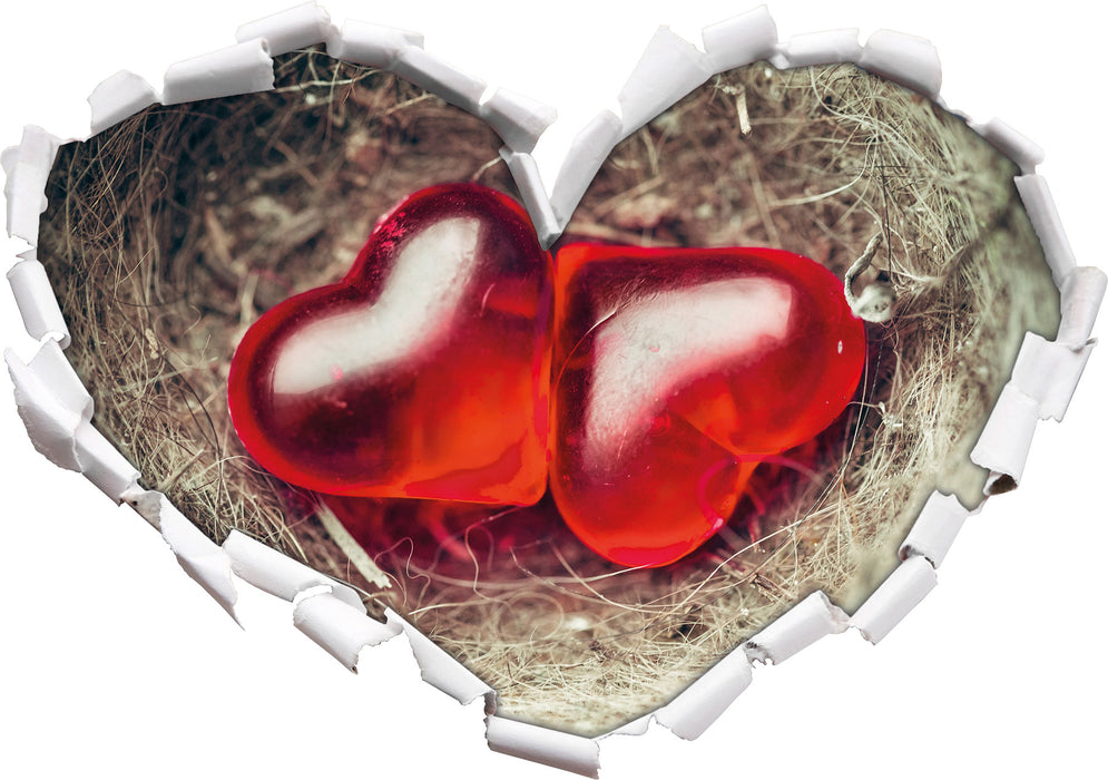 zwei Herzen  3D Wandtattoo Herz