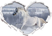 Weißes Pferd auf Schneewiese 3D Wandtattoo Herz