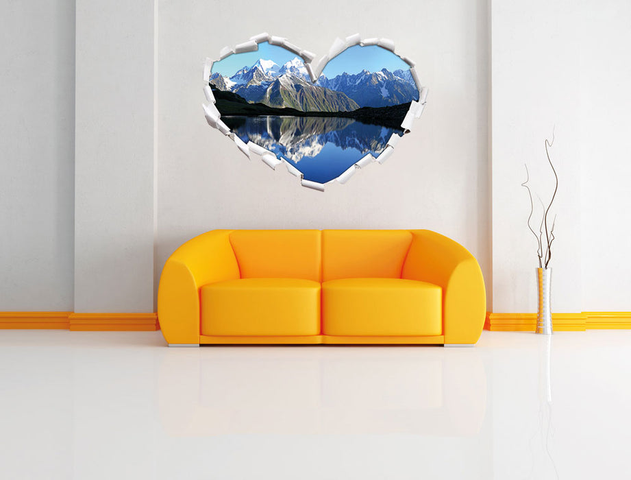 Berge am See 3D Wandtattoo Herz Wand