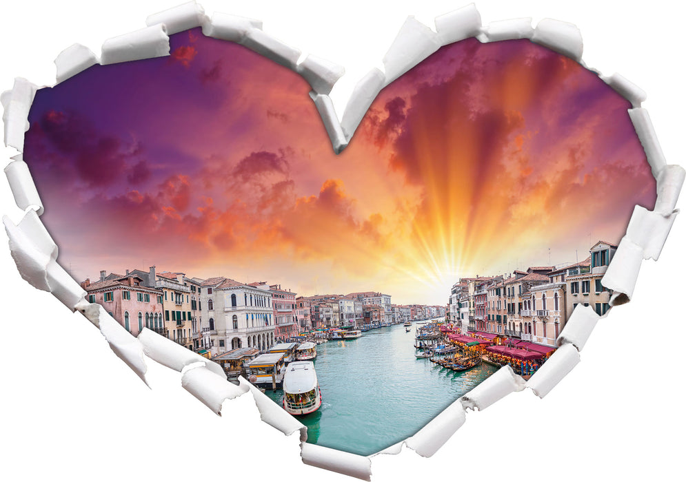 Venedig Fluss Häuser  3D Wandtattoo Herz