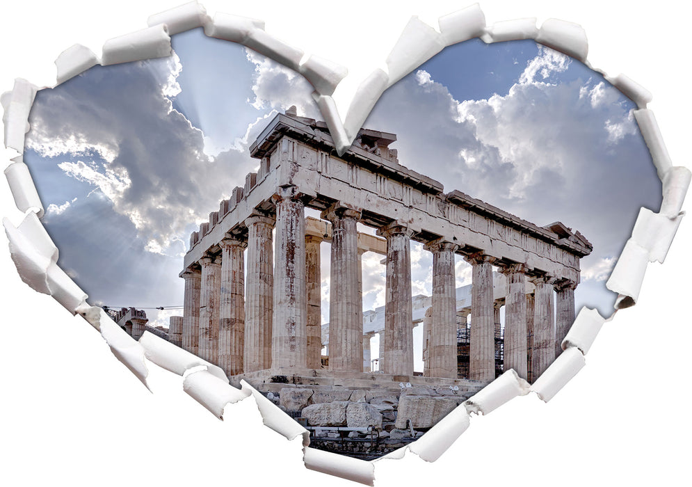 Antike Säulen Griechenland  3D Wandtattoo Herz