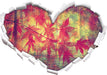 Ast mit pinken Blättern  3D Wandtattoo Herz