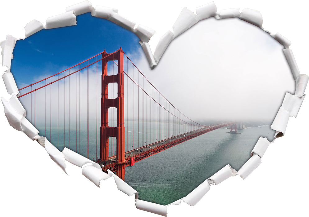 Golden Gate Bridge San Francisco  3D Wandtattoo Herz