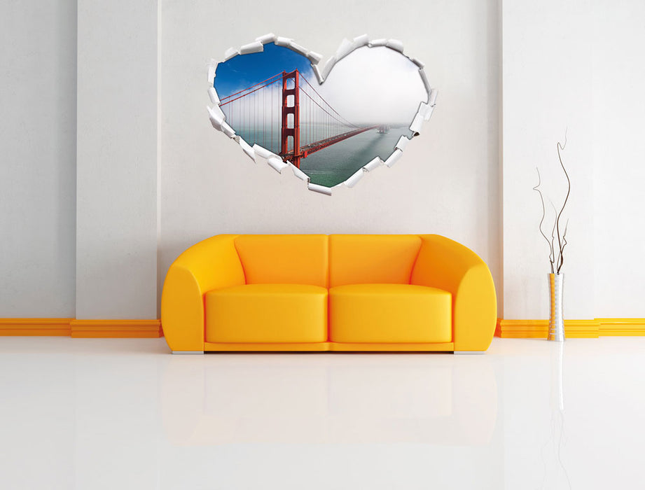 Golden Gate Bridge San Francisco 3D Wandtattoo Herz Wand