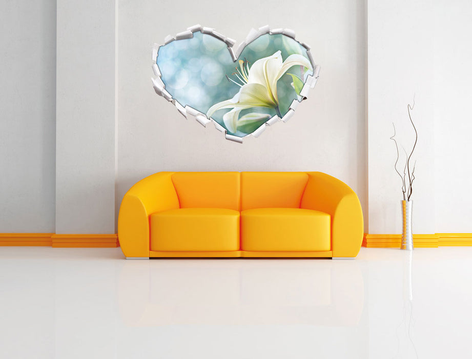 Wunderschöne Lilien 3D Wandtattoo Herz Wand