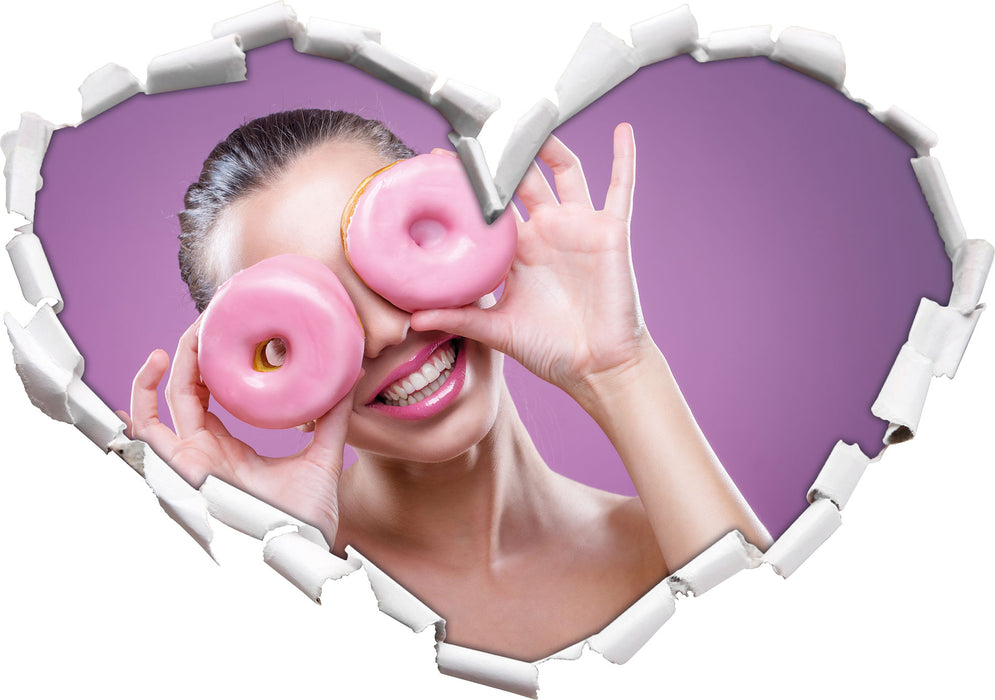 Lustige Donuts  3D Wandtattoo Herz