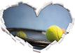 Tennischläger mit Bällen  3D Wandtattoo Herz