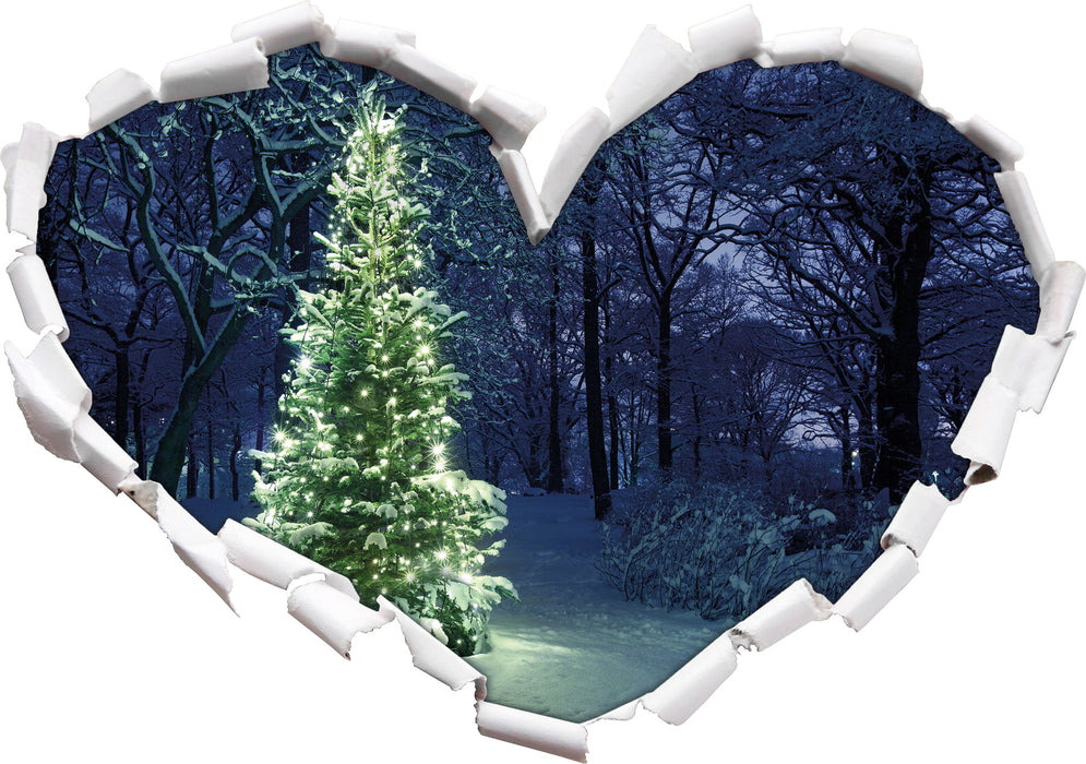 Leuchtender Weihnachtsbaum  3D Wandtattoo Herz