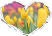 Gelbe Tulpen im Frühling  3D Wandtattoo Herz