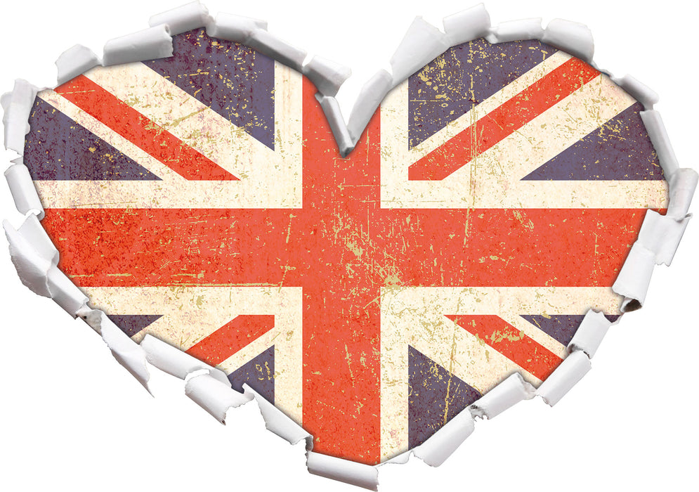 Union Jack  3D Wandtattoo Herz