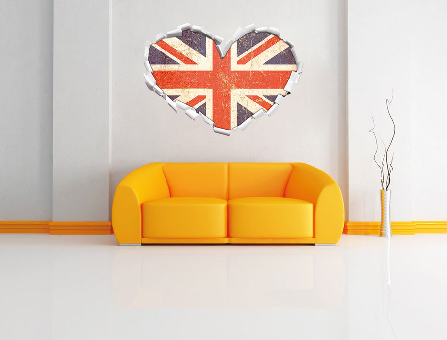 Union Jack 3D Wandtattoo Herz Wand