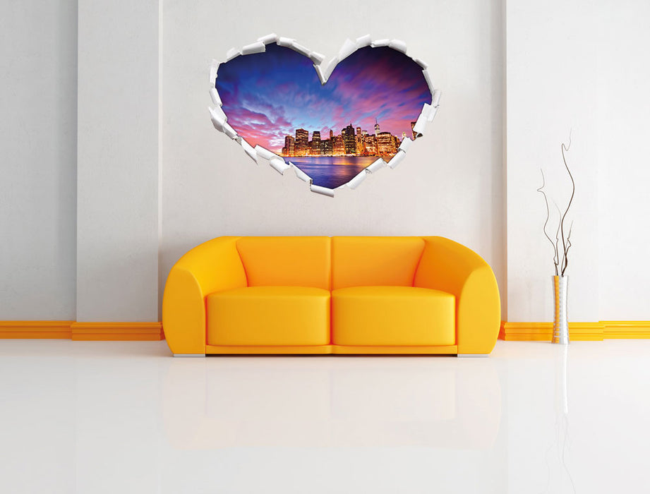 Skyline New York 3D Wandtattoo Herz Wand