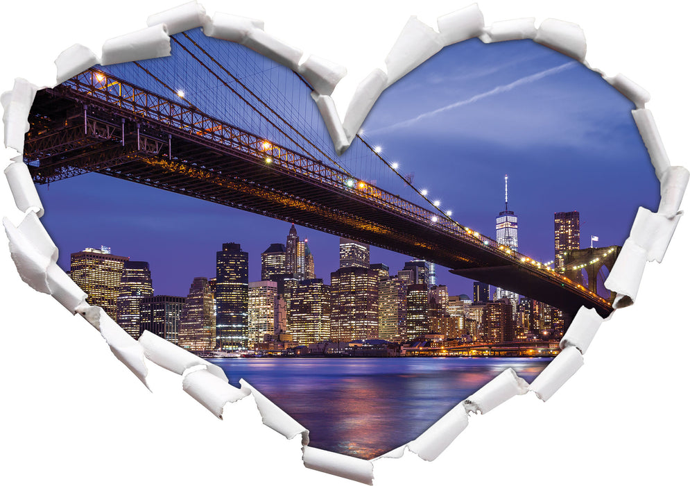 New York Brooklyn Bridge  3D Wandtattoo Herz