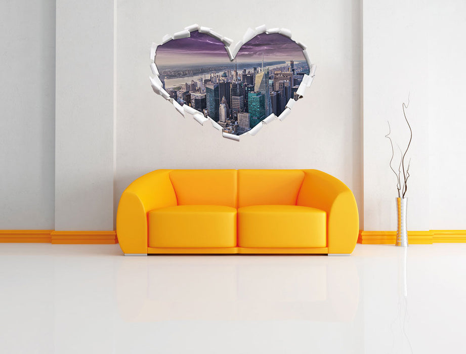 Skyline New York 3D Wandtattoo Herz Wand