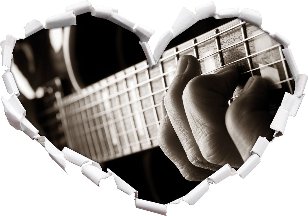 Gitarre spielen  3D Wandtattoo Herz