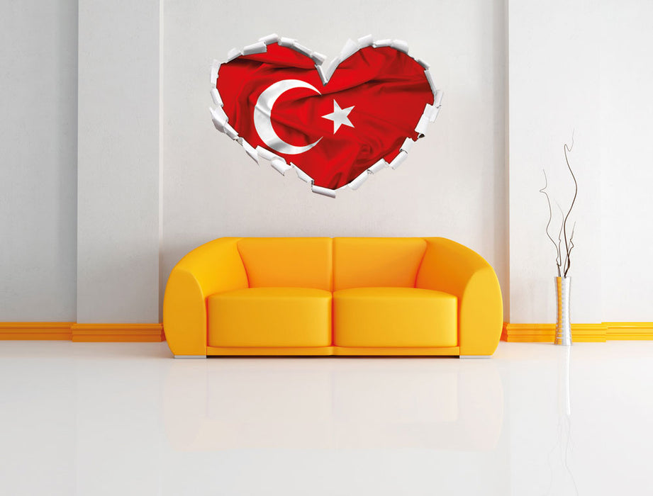 Turkey flag Türkei Flagge 3D Wandtattoo Herz Wand
