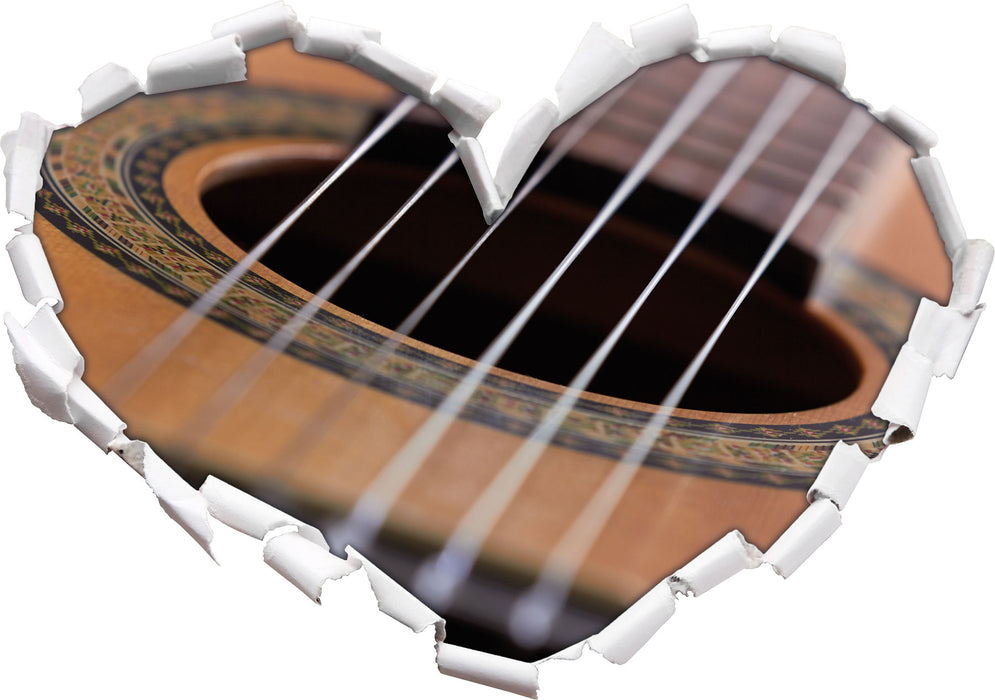 Gitarrensaiten Musik  3D Wandtattoo Herz