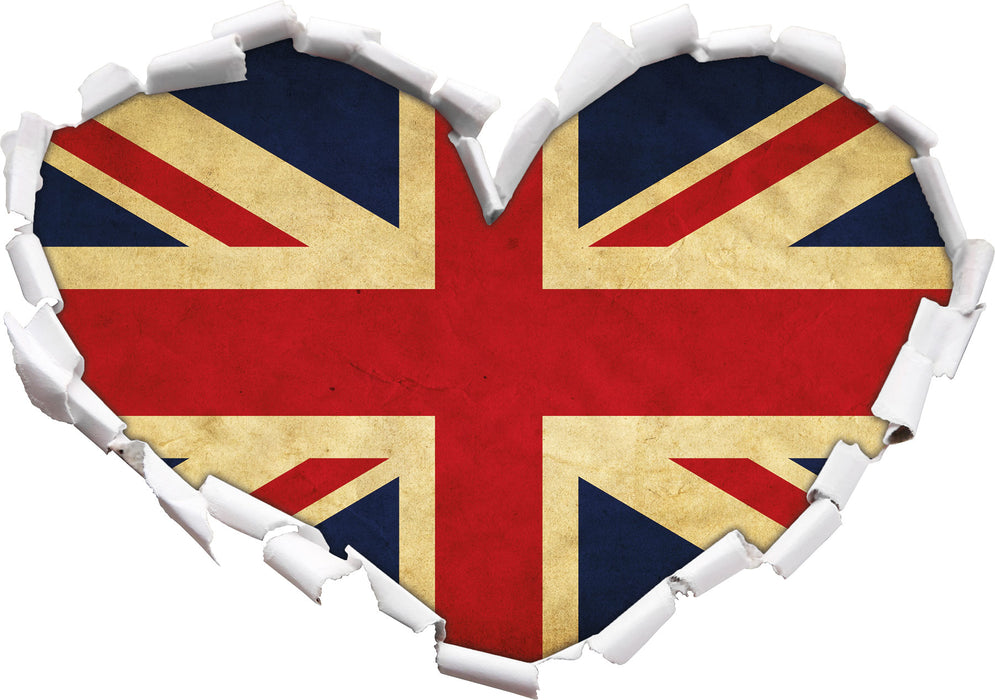 Großbritannien Flagge  3D Wandtattoo Herz