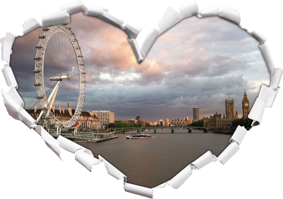 Riesenrad London Eye  3D Wandtattoo Herz