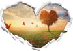 Herzbaum im Herbst  3D Wandtattoo Herz