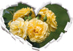 Weiß gelbe Rose Blumen  3D Wandtattoo Herz