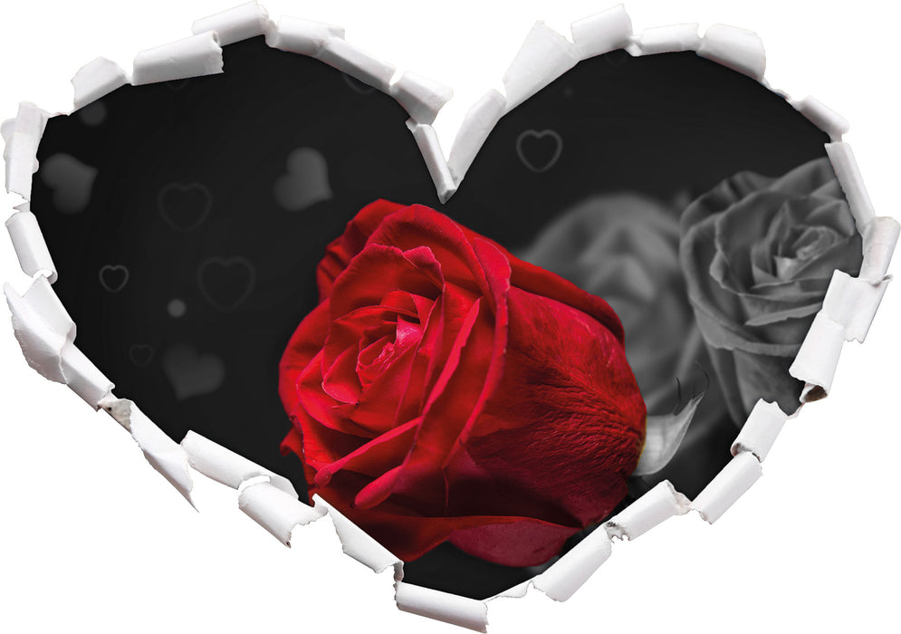 rote Rosen zum Valentinstag 3D Wandtattoo Herz